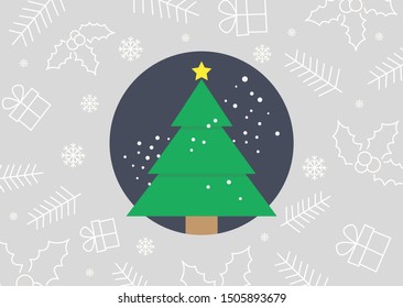 Greeting card for Christmas with a Christmas tree