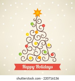 Greeting card with Christmas tree