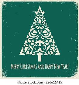 Greeting card with christmas tree.