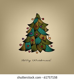 Greeting card with Christmas tree