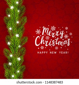 Greeting card with Christmas tree border