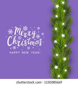 Greeting card with Christmas tree border