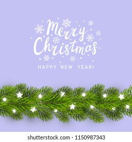 Greeting card with Christmas tree border