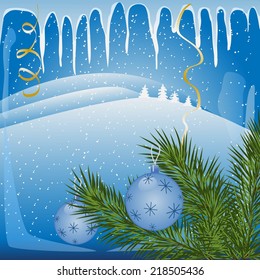 Greeting card. christmas tree, christmas, snow, toys