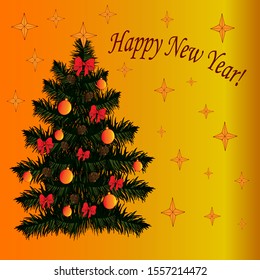 Greeting card with christmas tree. Vector illustration.
