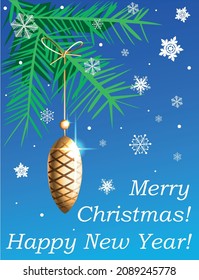 Vektorgrafik Grußkarte Frohe Weihnachten! Frohes neues Jahr!  Urlaubsgestaltung