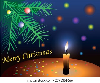 Greeting card Christmas tree vector illustration. Merry Christmas. Poster winter holiday design