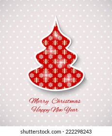 Greeting  card with Christmas tree. Vector.