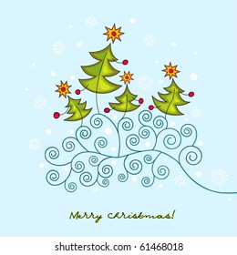 Greeting card with christmas trees
