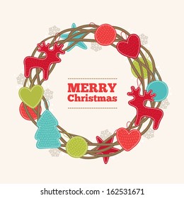 Greeting card with Christmas wreath 