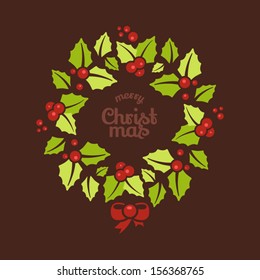 Greeting card with a Christmas wreaths and Merry Christmas message