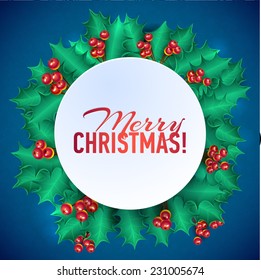 Greeting card with a Christmas wreaths and Merry Christmas message 