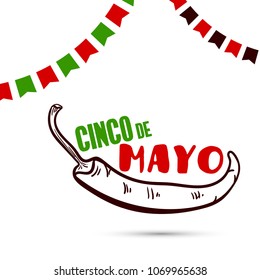 Greeting card for Cinco De Mayo. Vector illustration.