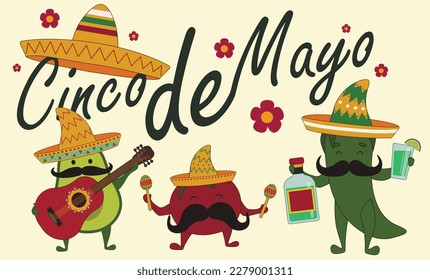 Greeting card for Cinco De Mayo (Fifth of May) on light backgrou