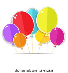 Greeting card with a color balloons.  Vector EPS10.