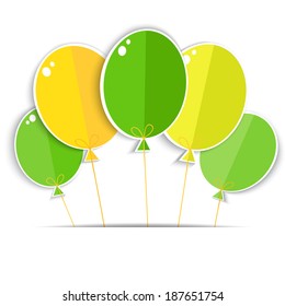 Greeting card with a color balloons.  Vector EPS10.
