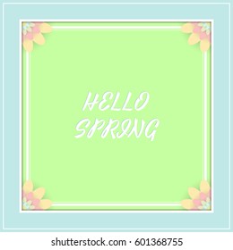 Greeting card with colored flowers. Invitation card for wedding, birthday and other holiday. Spring is coming. Vector illustration.