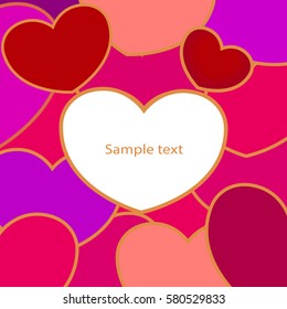 Greeting card with colored hearts