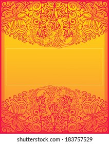 Greeting card, colored motif, yellow, red.