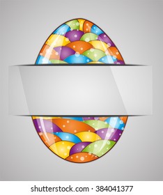 Greeting card with colorful easter egg. 