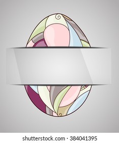 Greeting card with colorful easter egg. 