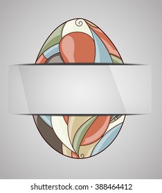 Greeting card with colorful easter egg. 