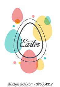 Greeting card with colorful egg for easter celebration holiday.