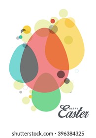 Greeting card with colorful egg for easter celebration holiday.