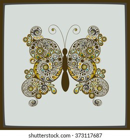 Greeting card with colorful elegant stylized abstract  butterfly