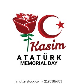 greeting card to commemorate Ataturk's memorial day. 10 eunuchs full of roses