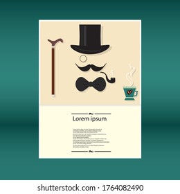 Greeting card. Concept Father's Day or Birthday background. Top view. International men's day. Vector illustration