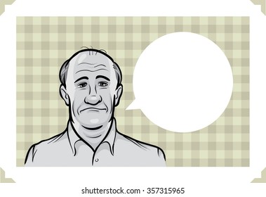 Greeting card with confused bald man 