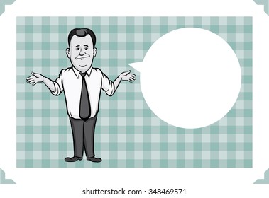 Greeting card with confused businessman - place your custom text