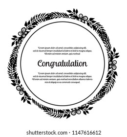 Greeting card congratulation floral template vector illustration