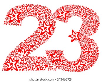 Greeting card with congratulations to 23 february. Vector Illustration 