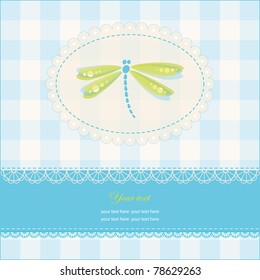 Greeting card with copy space and dragonfly, eps-10