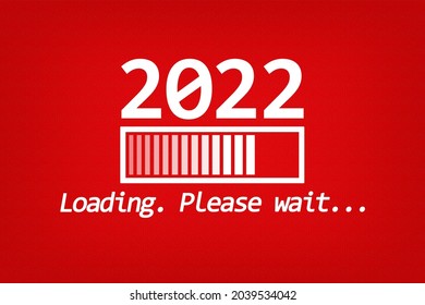 Greeting Card. Countdown to 2022. Red and White. Minimalism.