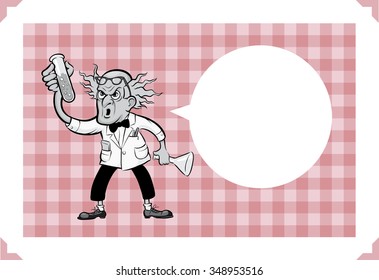 Greeting card with crazy mad scientist - just add your text