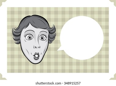 Greeting card with crazy woman face - just add your text