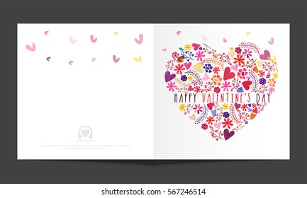 Greeting card with creative Heart for Happy Valentine's Day Celebration.