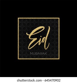 Greeting card with Creative Text Ramadan Kareem made by golden glitter. Vector illustration