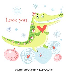 greeting card with a crocodile