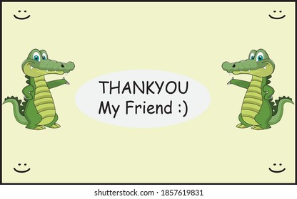 Greeting card from crocodile to user friends