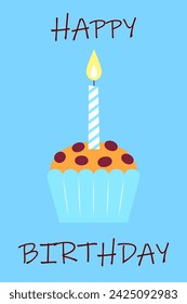 Greeting card with cupcake and candle	