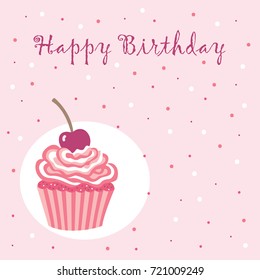 Greeting card with a cupcake. Vector illustration.