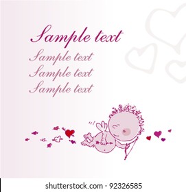 Greeting card with cupid and place for text
