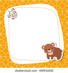 Greeting card with cute bear. Vector background.