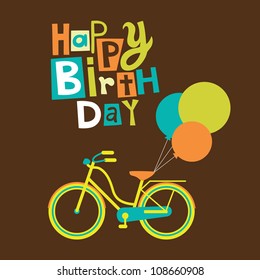 greeting card with cute bike. vector illustration