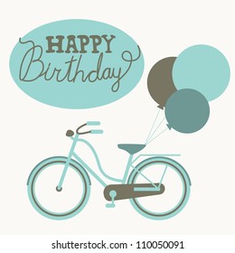 greeting card with cute bike. vector illustration