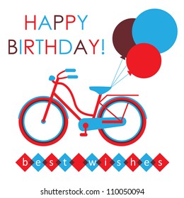 greeting card with cute bike. vector illustration